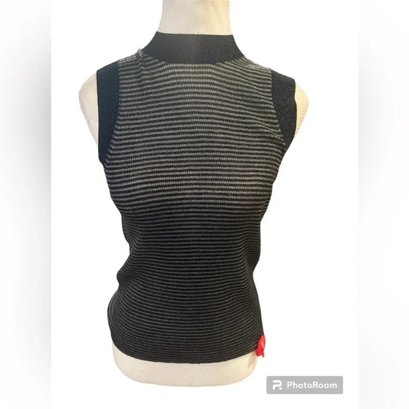 NWT RAG & BONE Raina Denim Blue Lurex Striped Sleeveless Top Small - Picture 9 of 11